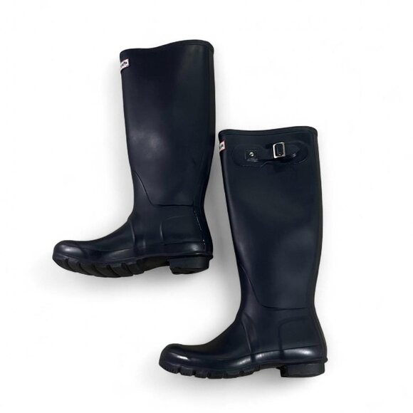 Navy Blue Hunter Original Tall Boots - Picture 1 of 8